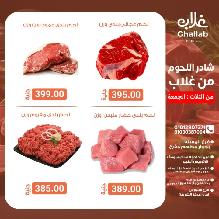 عروض أسواق غلاب بالفيوم على اللحمة
