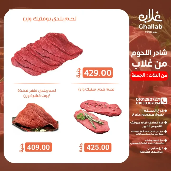 Ghallab Markets offers on meat in Fayoum