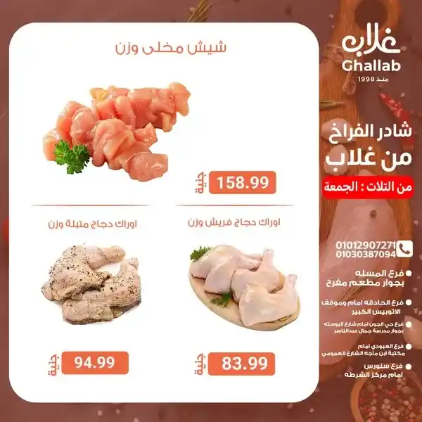 Ghallab Markets offers on chickens in Fayoum