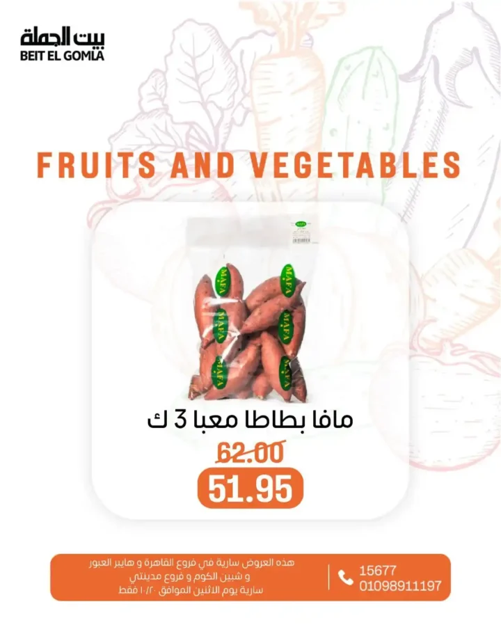 عروض بيت الجملة على الخضار والفاكهة – الاثنين 20 أكتوبر 2025 | أسعار طازة وتوفير كبير 10 عروض بيت الجملة على الخضار والفاكهة – الاثنين 20 أكتوبر 2025 | أسعار طازة وتوفير كبير