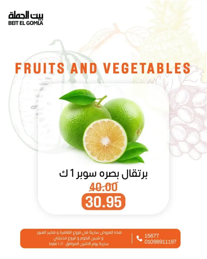 عروض بيت الجملة على الخضار والفاكهة – الاثنين 20 أكتوبر 2025 | أسعار طازة وتوفير كبير 14 عروض بيت الجملة على الخضار والفاكهة – الاثنين 20 أكتوبر 2025