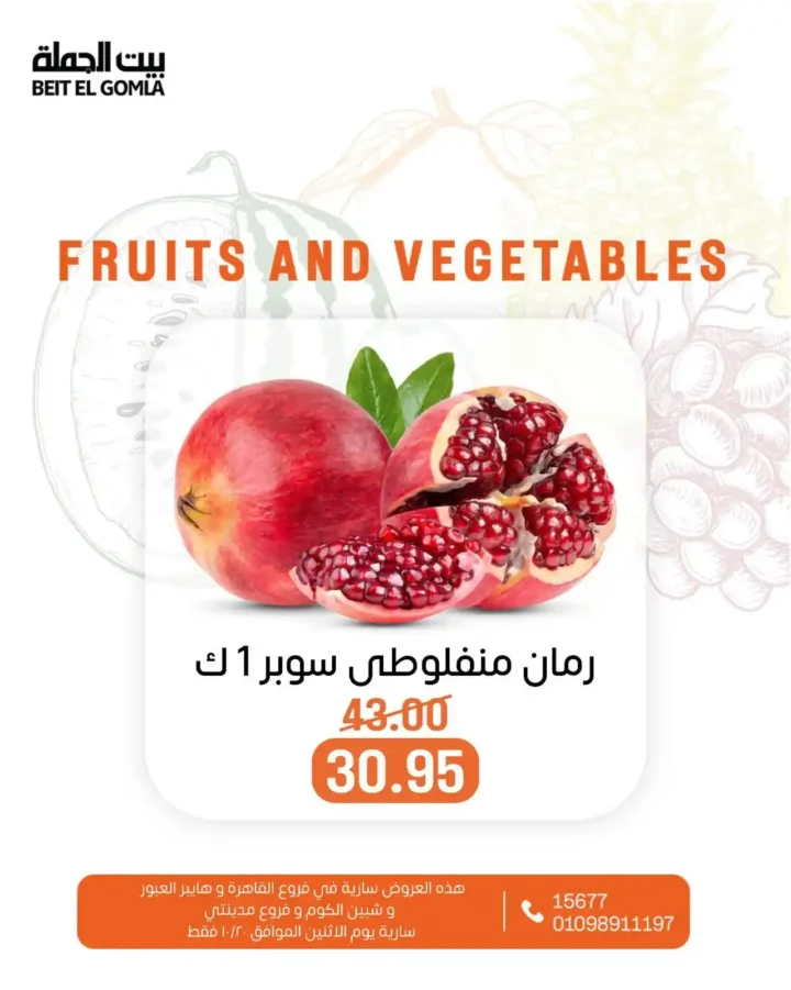 عروض بيت الجملة على الخضار والفاكهة – الاثنين 20 أكتوبر 2025 | أسعار طازة وتوفير كبير 17 عروض بيت الجملة على الخضار والفاكهة – الاثنين 20 أكتوبر 2025