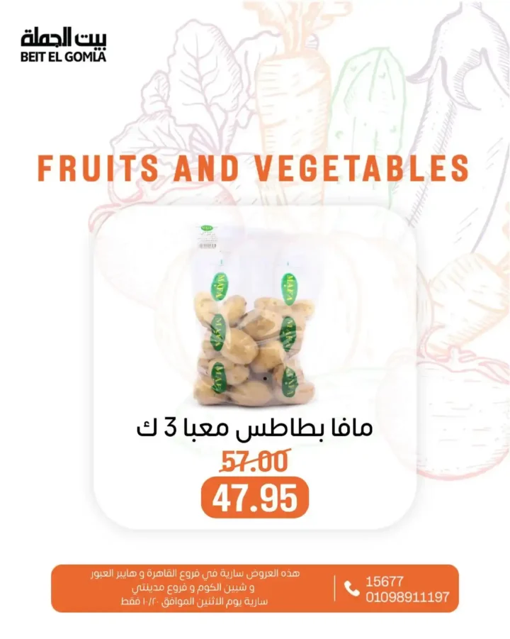 عروض بيت الجملة على الخضار والفاكهة – الاثنين 20 أكتوبر 2025 | أسعار طازة وتوفير كبير 7 عروض بيت الجملة على الخضار والفاكهة – الاثنين 20 أكتوبر 2025 | أسعار طازة وتوفير كبير