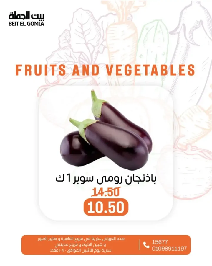 عروض بيت الجملة على الخضار والفاكهة – الاثنين 20 أكتوبر 2025 | أسعار طازة وتوفير كبير 8 عروض بيت الجملة على الخضار والفاكهة – الاثنين 20 أكتوبر 2025 | أسعار طازة وتوفير كبير