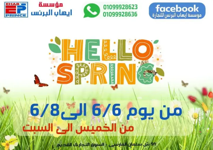 عروض البرنس من 6 حتى 8 يونيو 2024 - Hello Spring . وفر وقتك و فلوسك فى مهرجات الخصومات في مؤسسة ايهاب البرنس للتجارة -